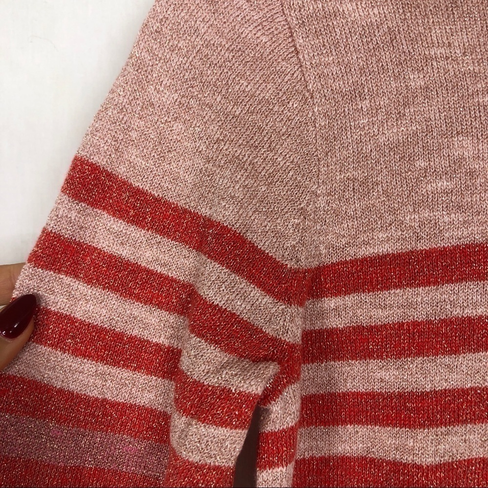 Crewcuts GIRLS pink striped metallic thread sweater - Picture 3 of 4